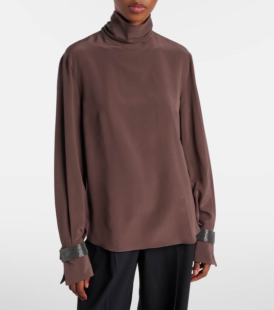 Monili turtleneck silk blouse