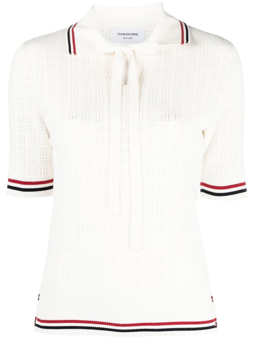 RWB pointelle polo shirt - White