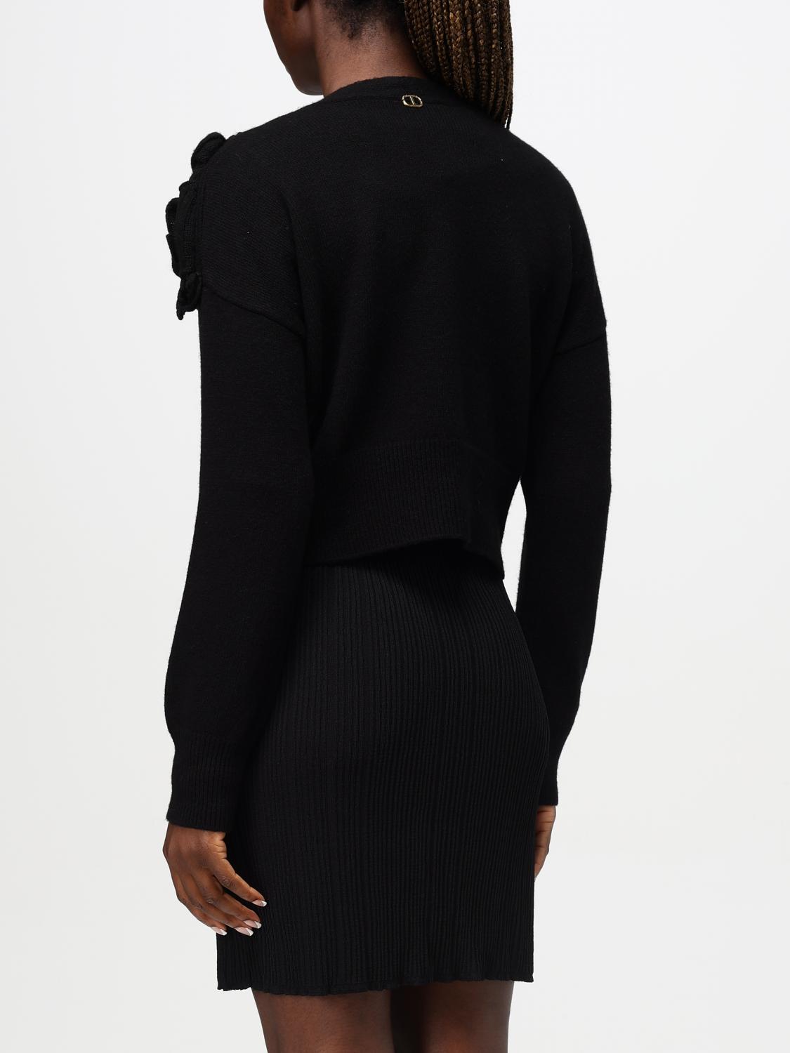 Floral-appliqué cardigan - Black