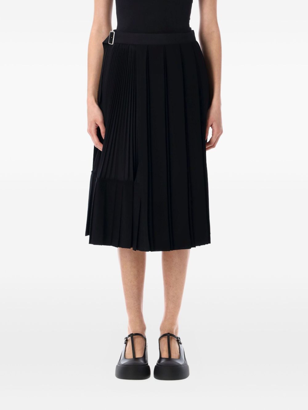 Junya Watanabe pleated midi skirt - Black