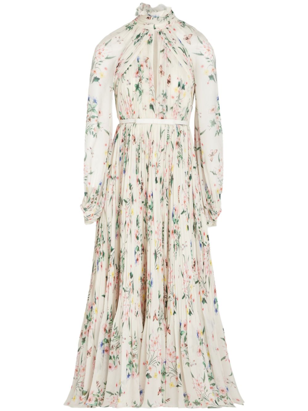 Botanical draped dress - White