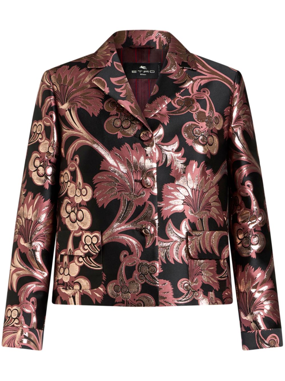 Jacquard cropped jacket - Black