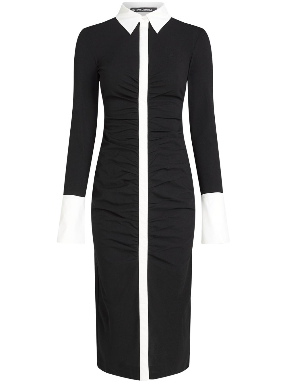 Long-sleeved polo dress - Black