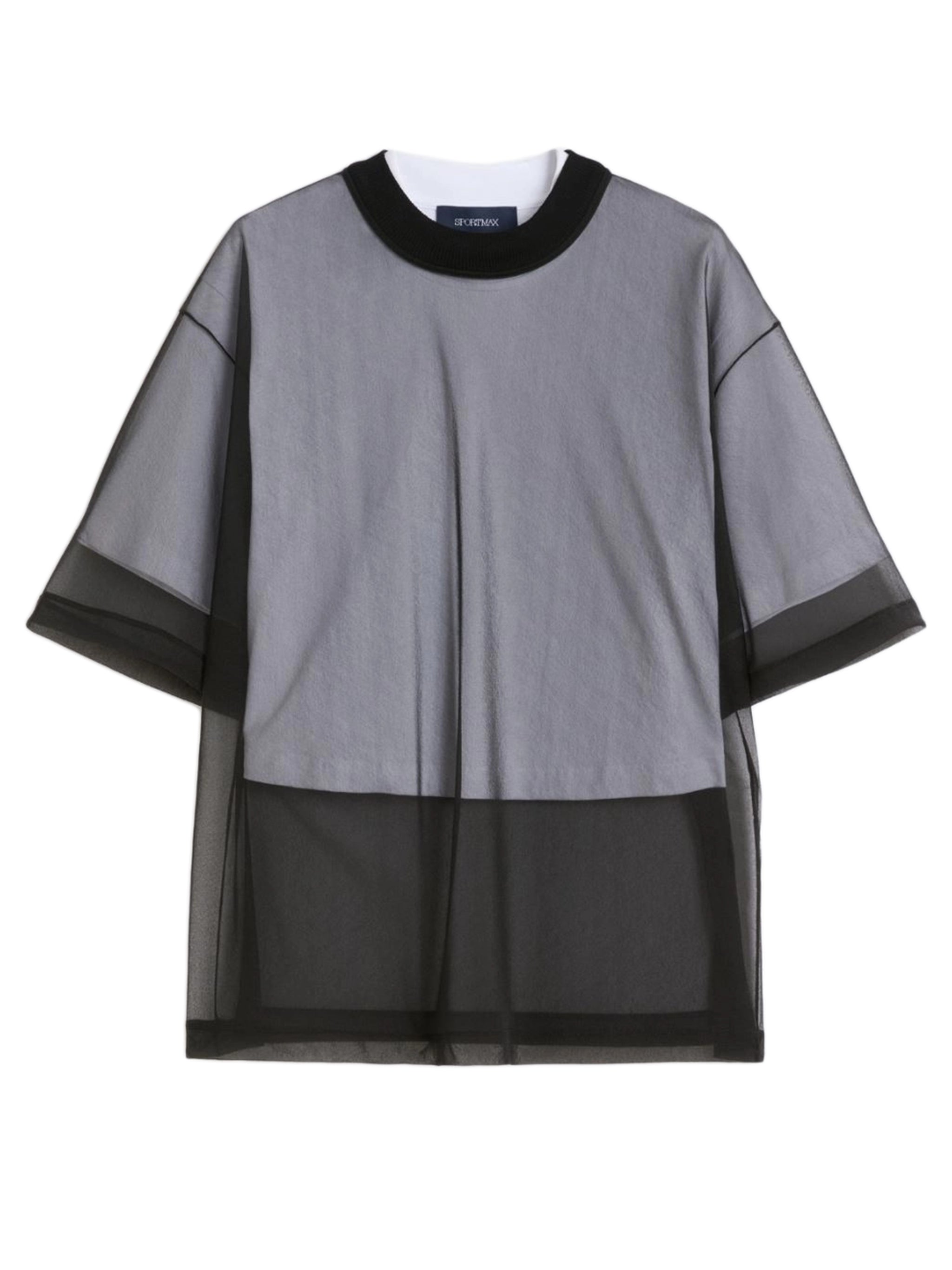 Cropped Cotton T-Shirt with Round Neck and Contrast Details