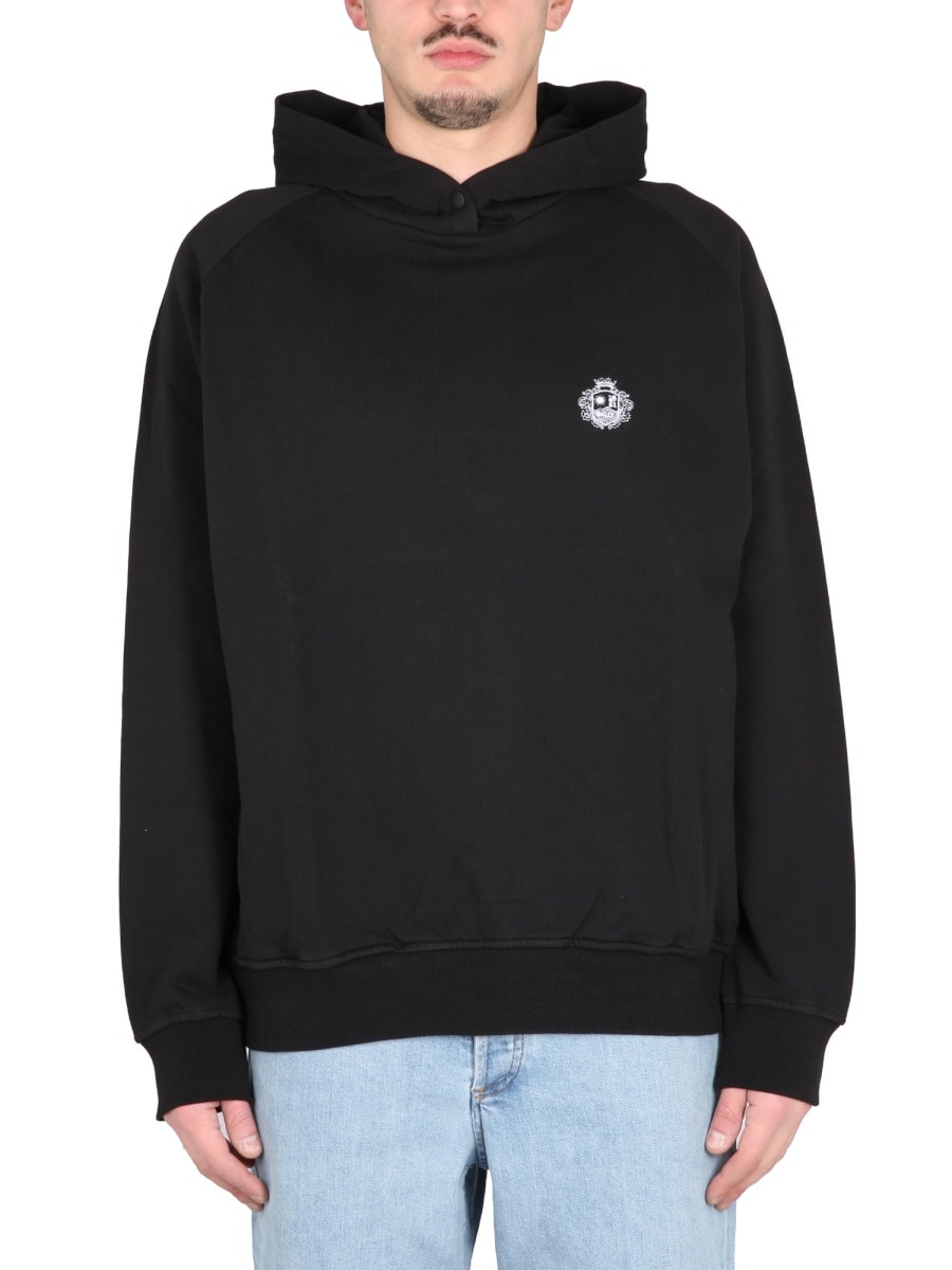 Graphic-print cotton hoodie - Black