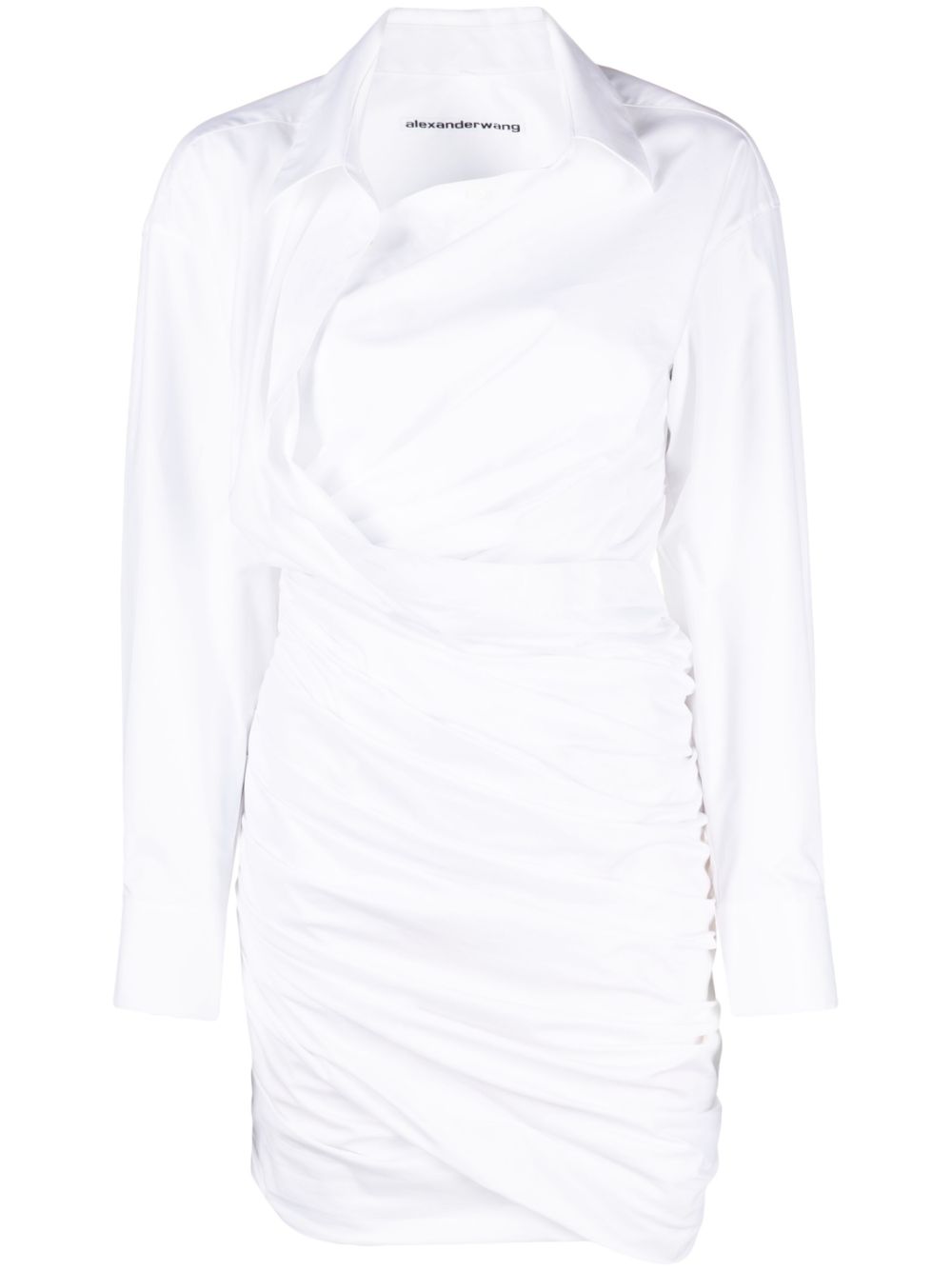Asymmetric cotton shirtdress - White
