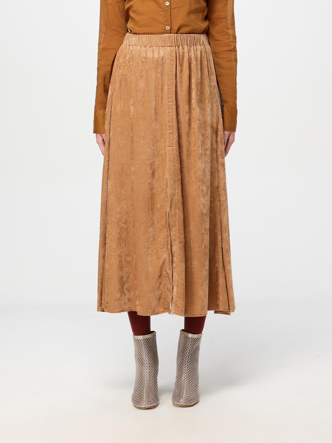 Velvet godet midi skirt - Neutrals