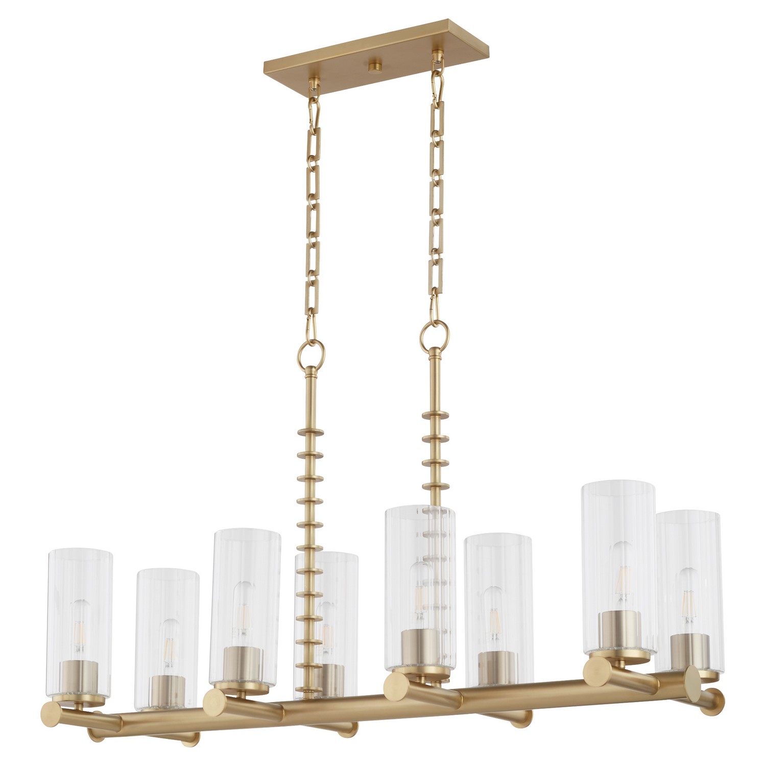 Aged Brass Eight Light Chandelier from the Juniper Collection