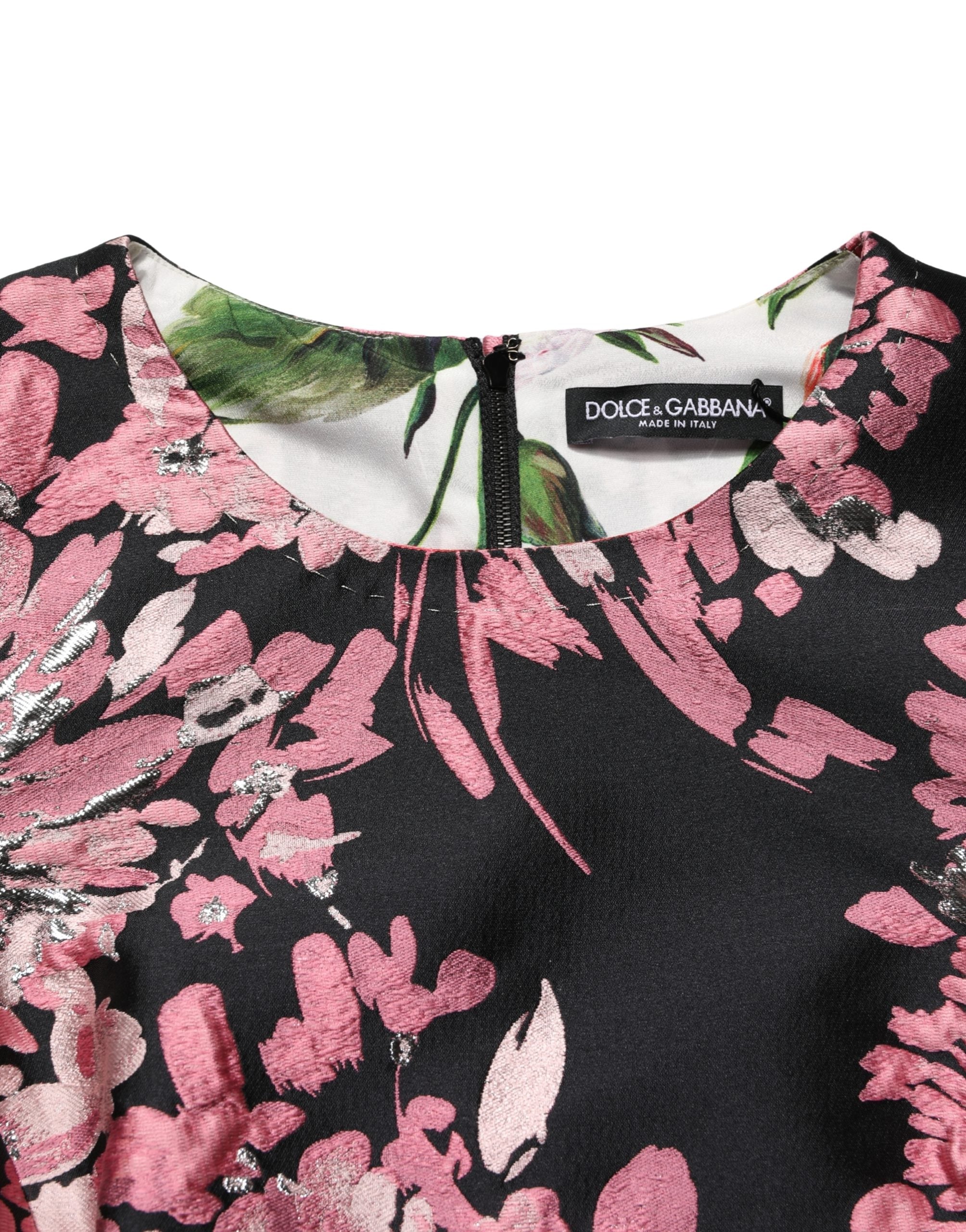 Floral Brocade A-Line Mini Dress — Multicolor