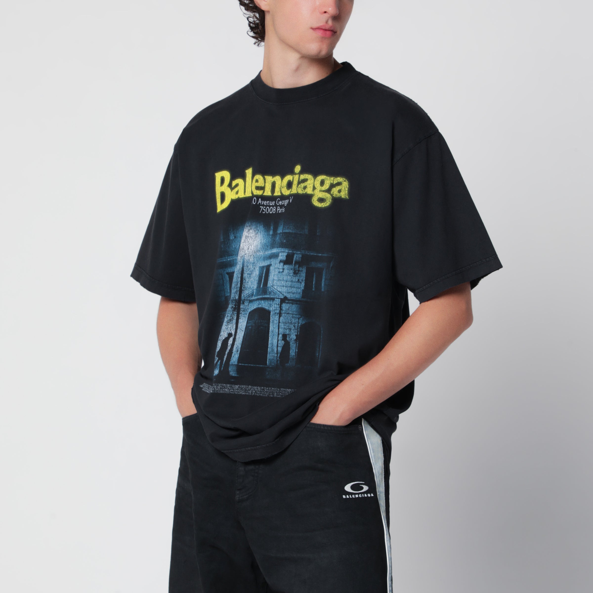 The Address men's regular-fit T-shirt in faded black cotton