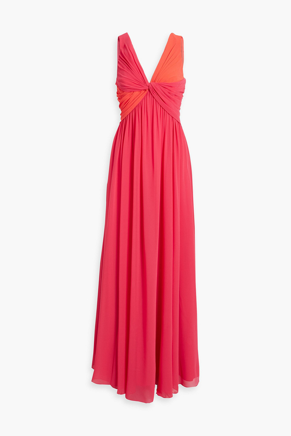 Twisted two-tone chiffon gown