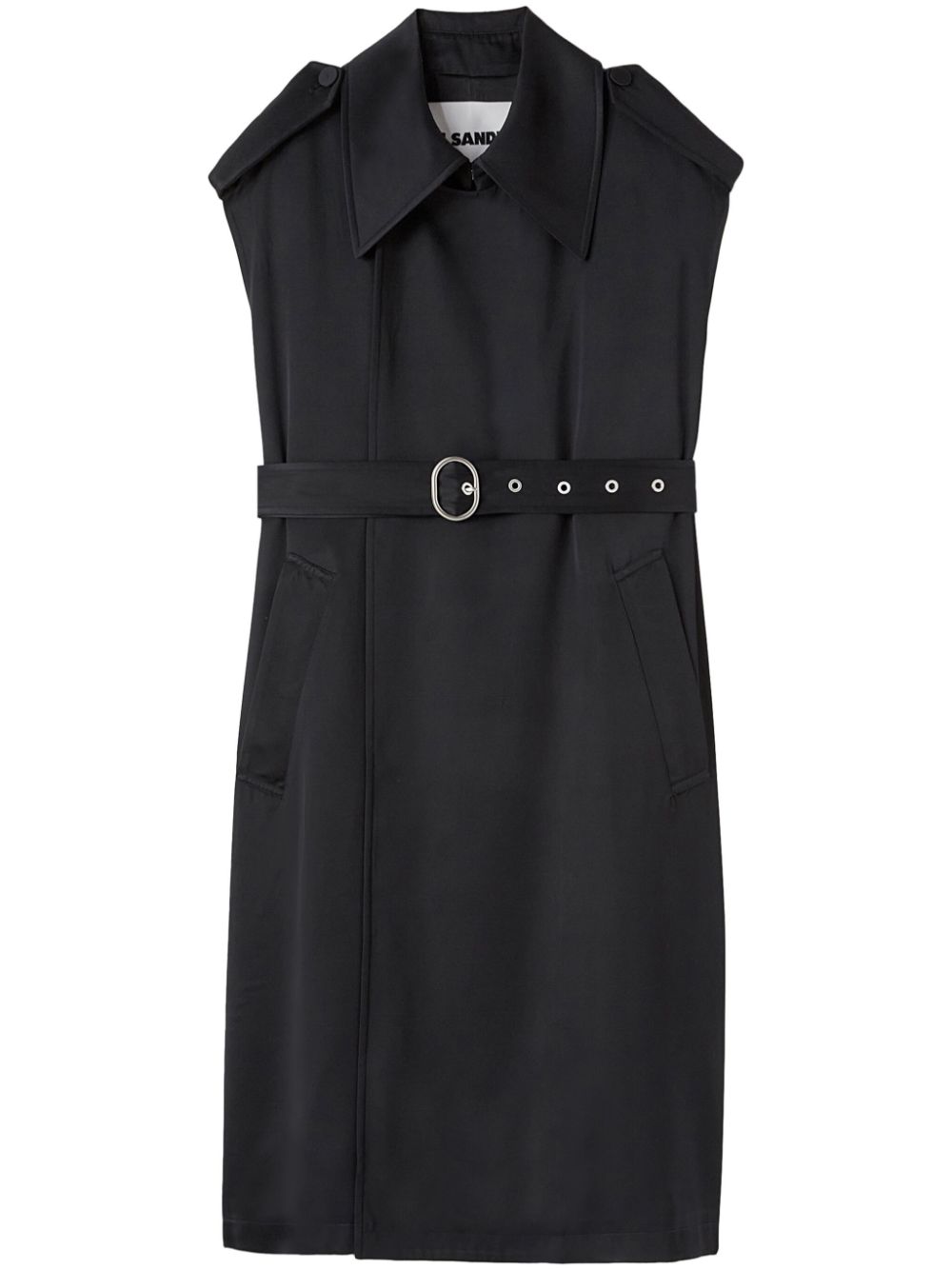 Sleeveless belted trench coat - Black