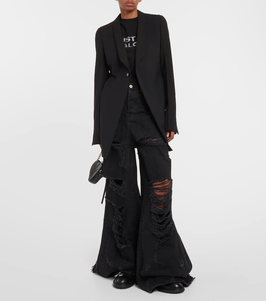 Distressed wide-leg jeans