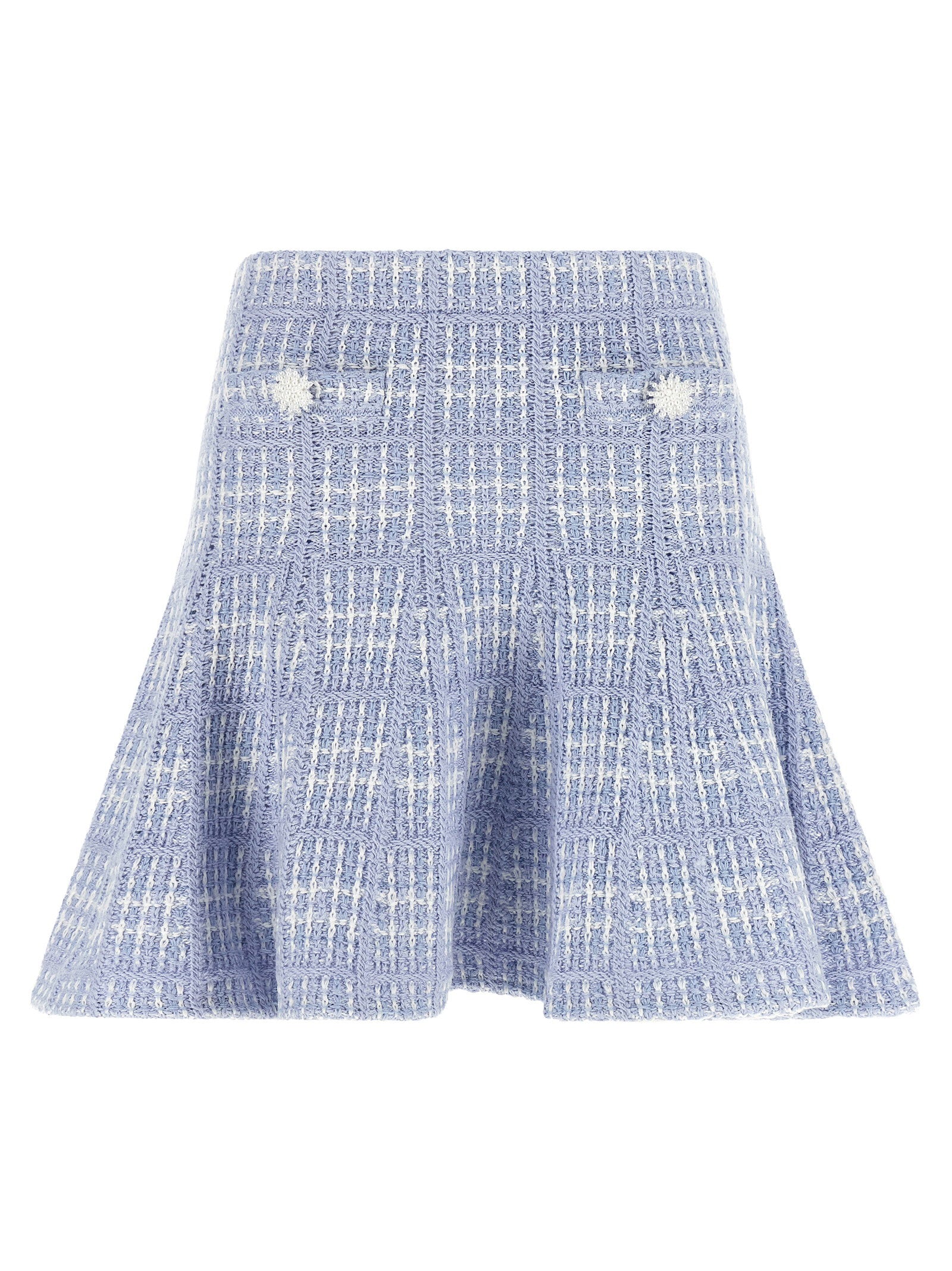 Check Knit Skirt — Blue