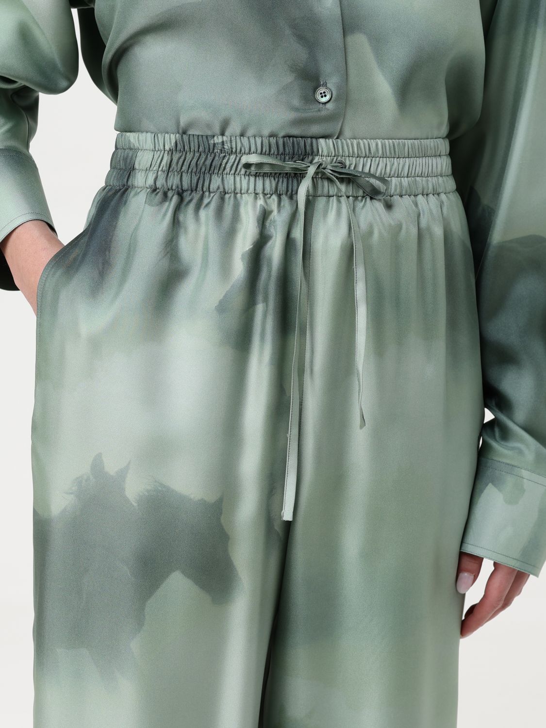 Horse-print palazzo trousers - Green