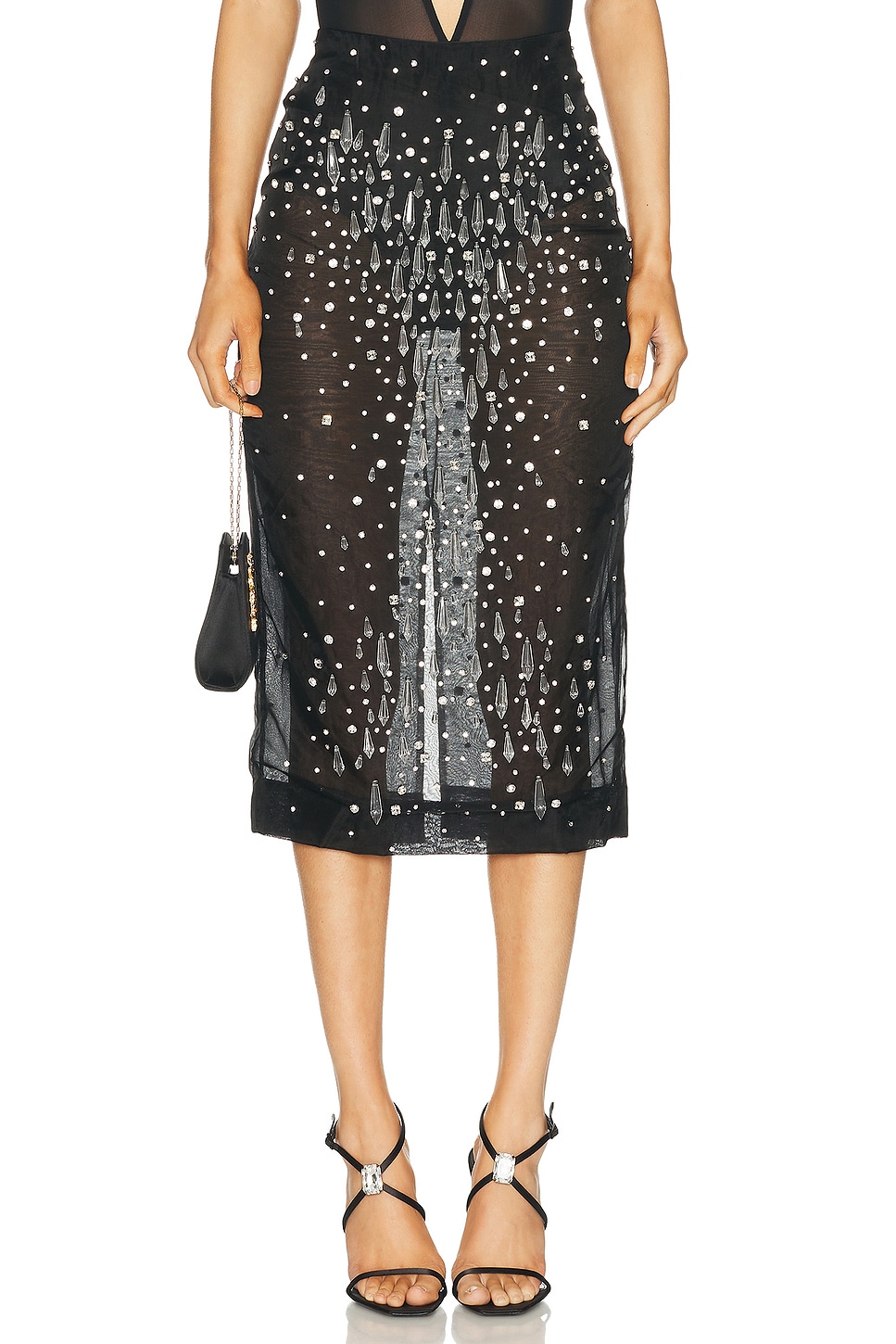 Retrofete Isabel Embellished Skirt in Black. - S also in