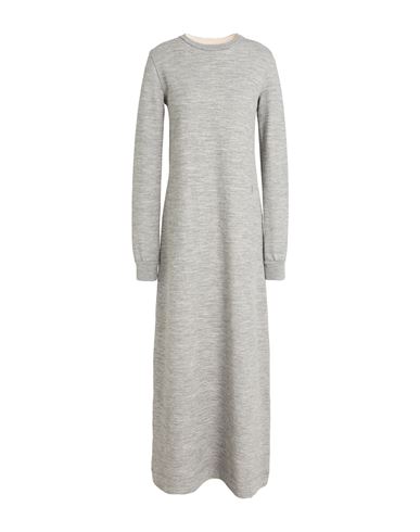 Woman Maxi dress Grey Size L Cotton, Wool, Polyamide