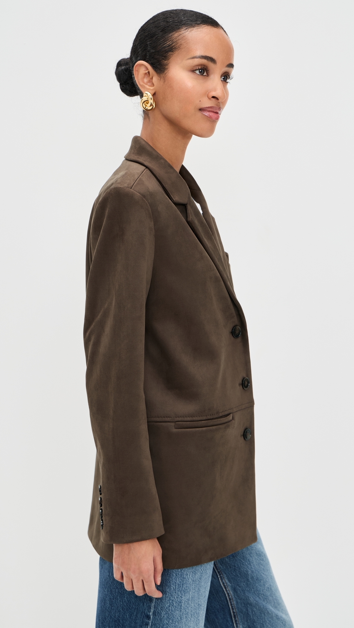 Blair Faux Suede Blazer Coffee
