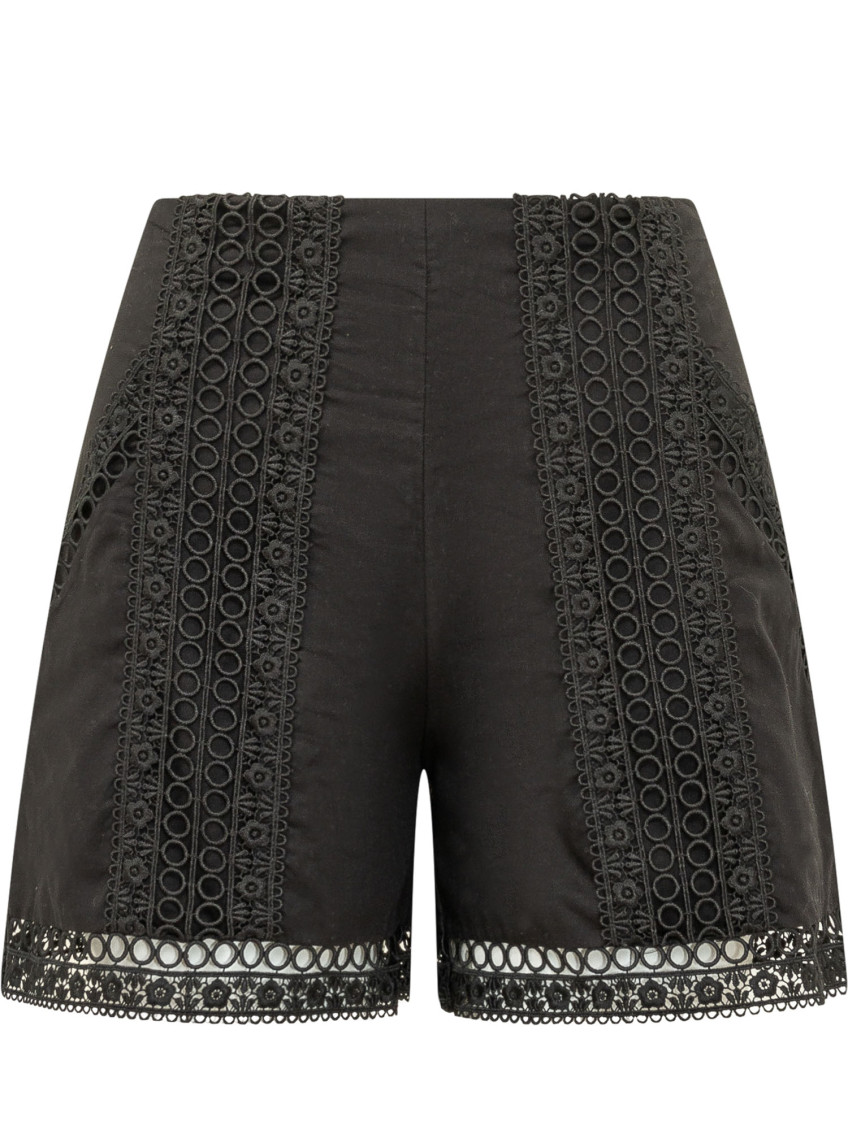 Black Embroidered Shorts