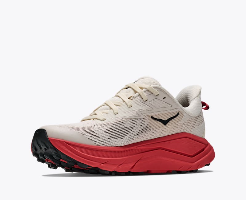HOKA Women's Challenger 8 Shoes in Alabaster/Burnt Red