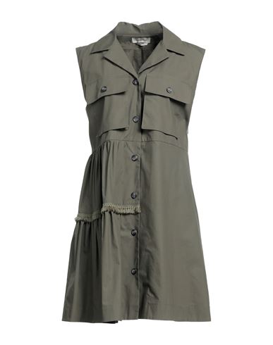 Anna Molinari Woman Mini dress Military green Size 4 Cotton