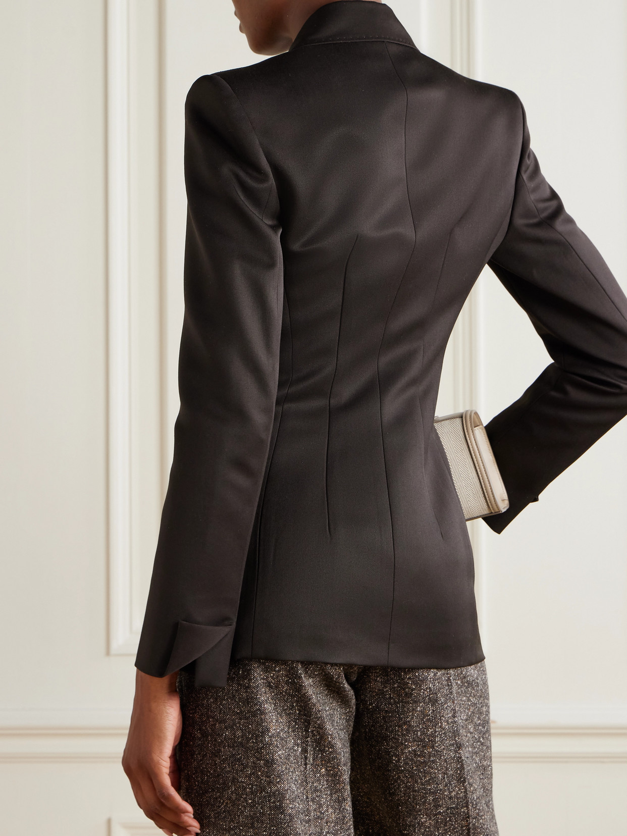 Wool Double-breasted Blazer - Brown