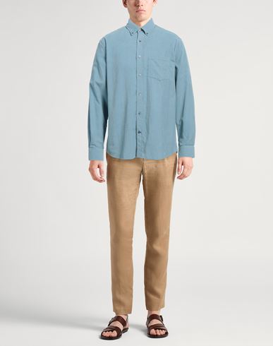 Man Shirt Sky blue Size L Cotton, Cashmere