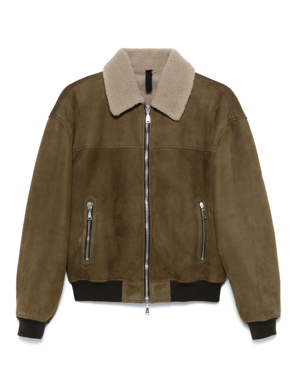 Tagliatore shearling-collar bomber jacket - Green
