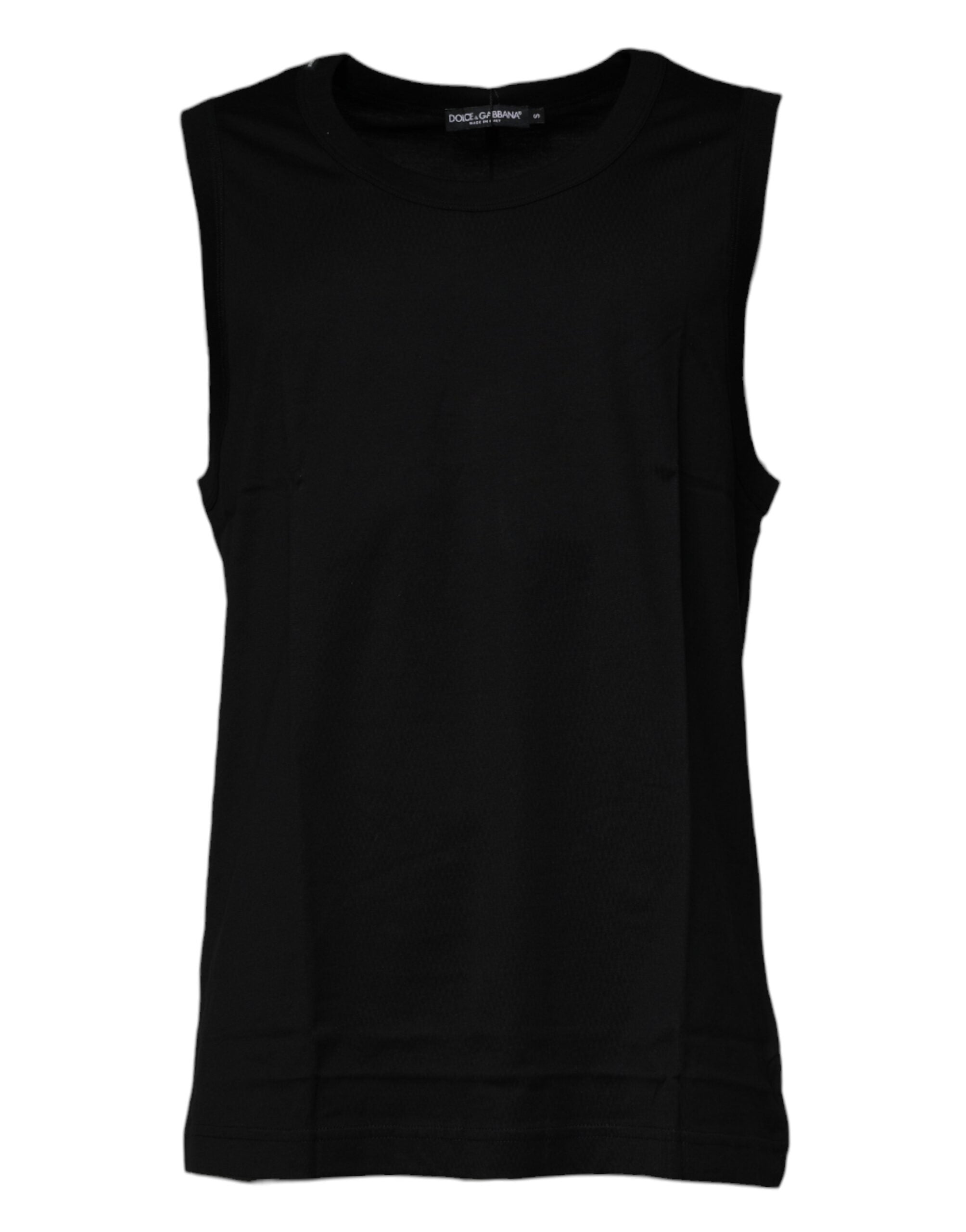 Cotton Round Neck Tank Top — Black