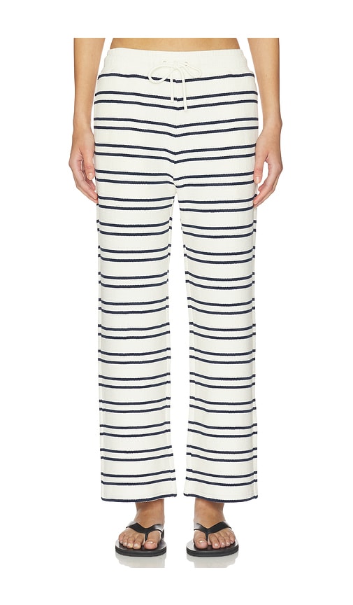 Negative Underwear Waffle Knit Cropped Pant in Cream,Navy. XS. Also in S, M, L, XL/1X, XXL/2X