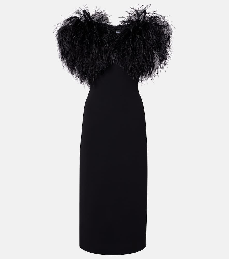 Feather-trimmed cocktail dress
