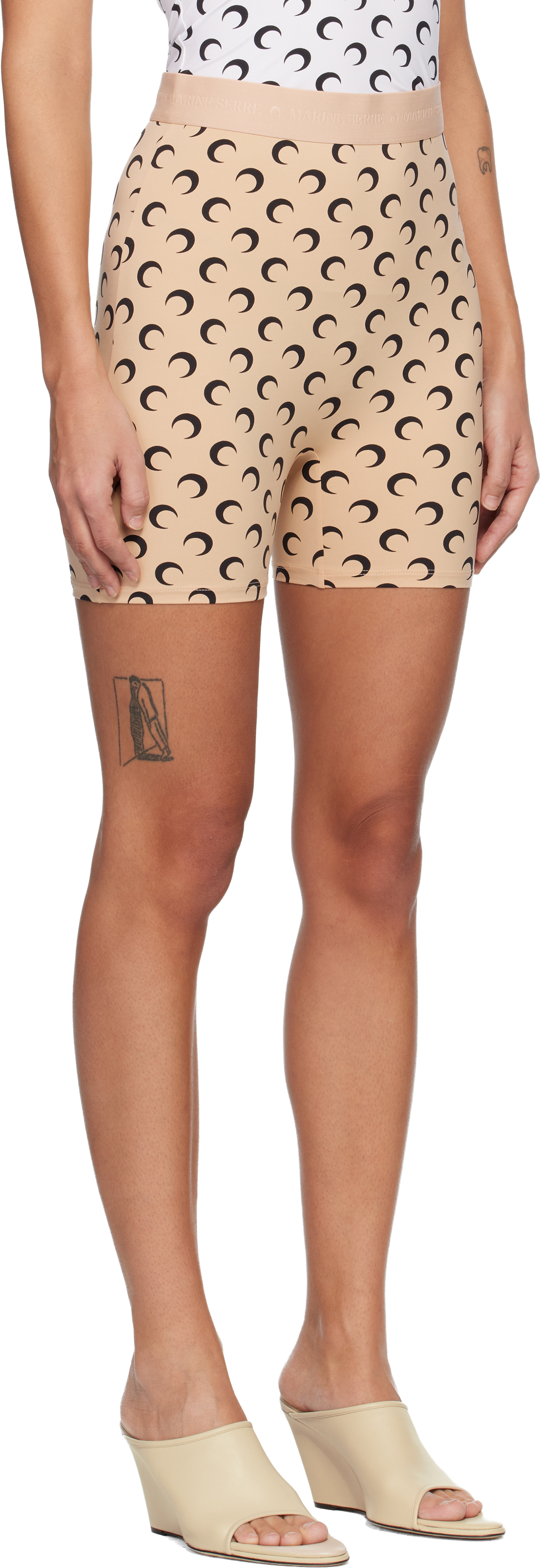 Beige Recycled Moon Jersey Mini Shorts