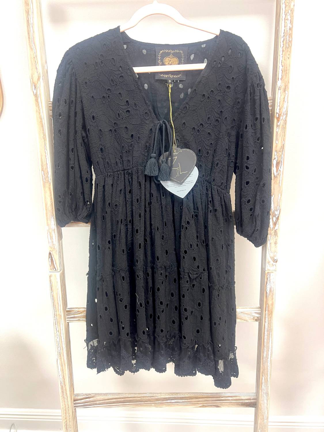 Women's Eyelet Mini Dress In Black
