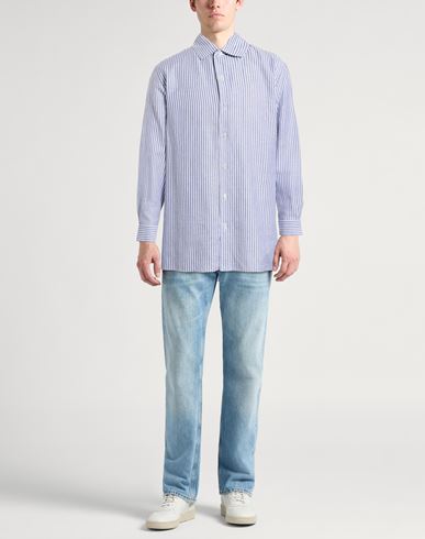 Man Shirt Slate blue Size 38 Cotton, Linen