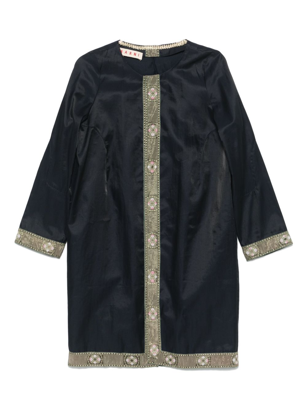 2000s contrast-border tunic top - Blue