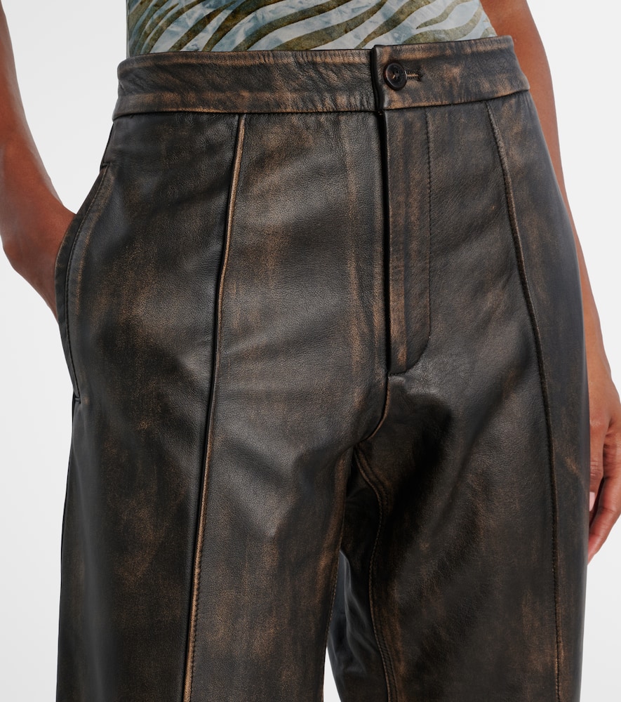 High-rise leather wide-leg pants