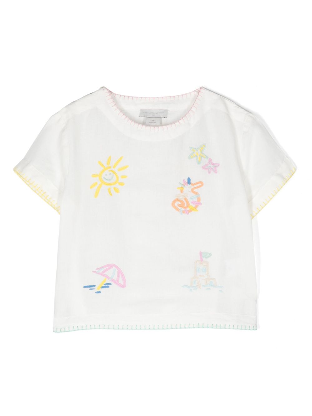 Motif-embroidered T-shirt - White