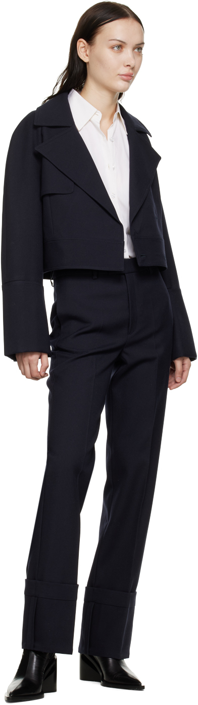 Navy roll-up slacks