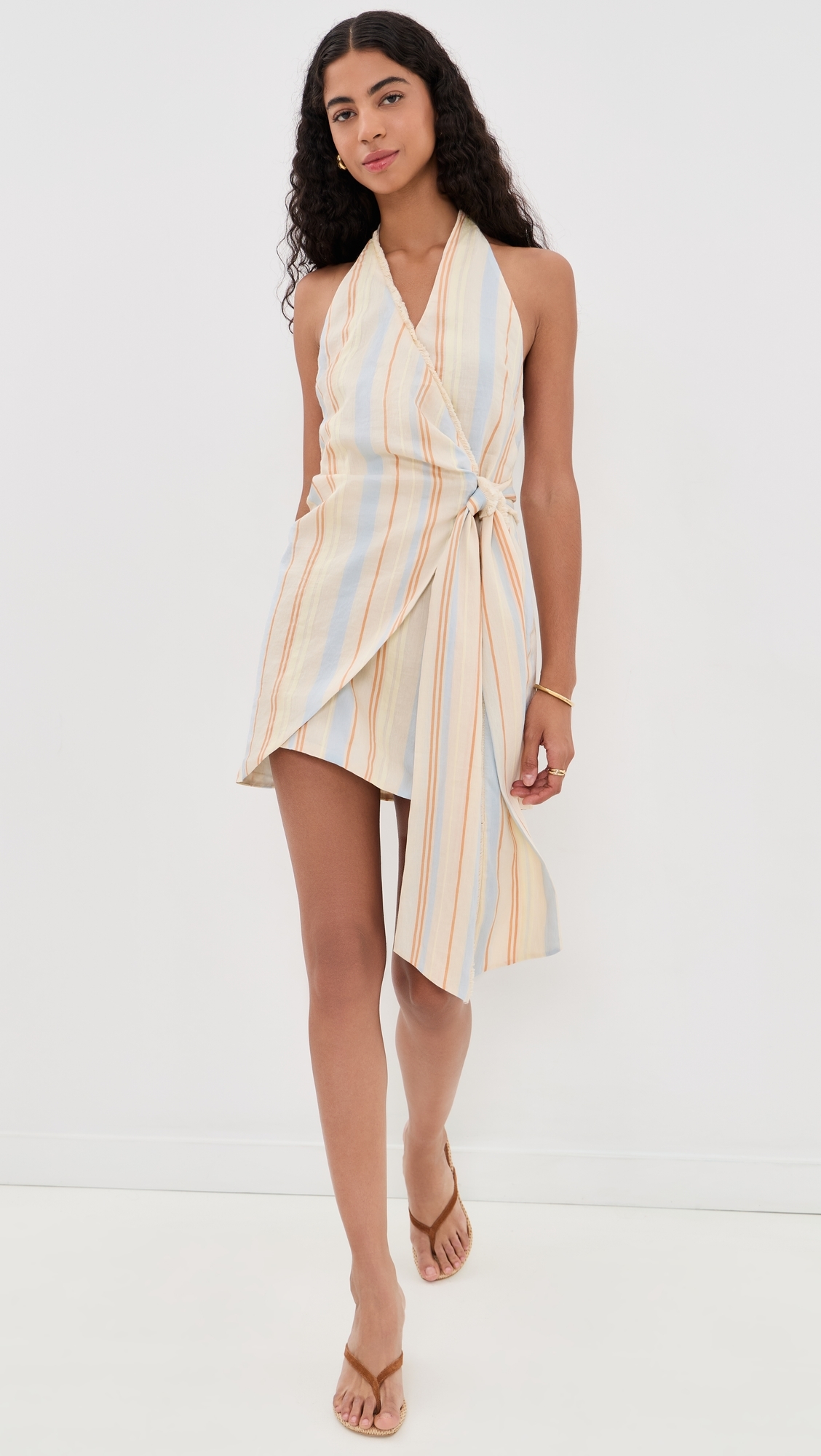 Pernille Wrap Halter Mini Dress Sommer Stripe