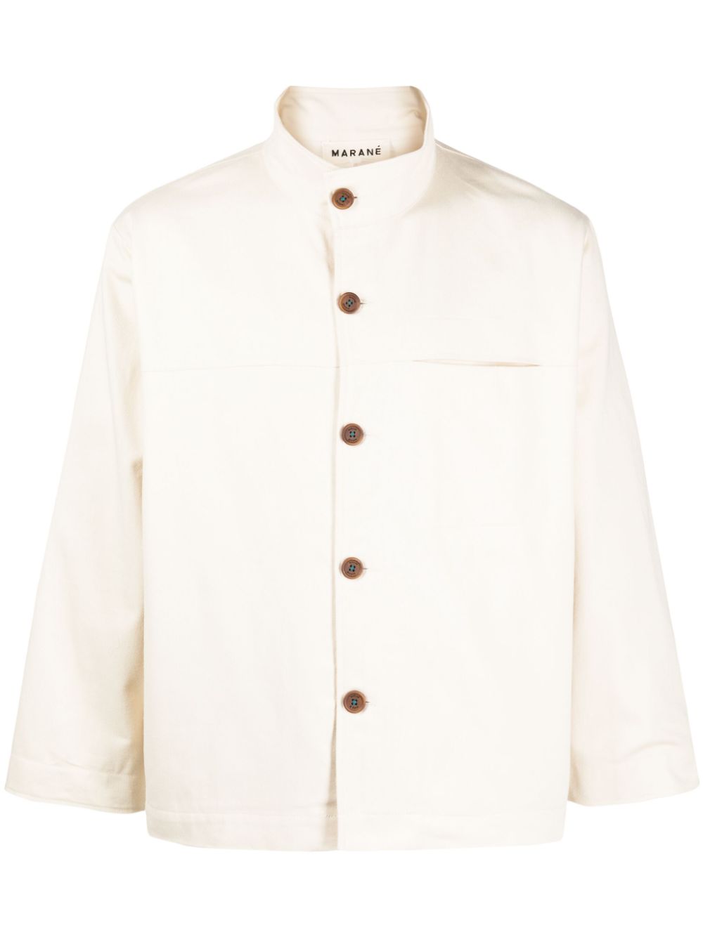 Funnel-neck shirt jacket - Neutrals
