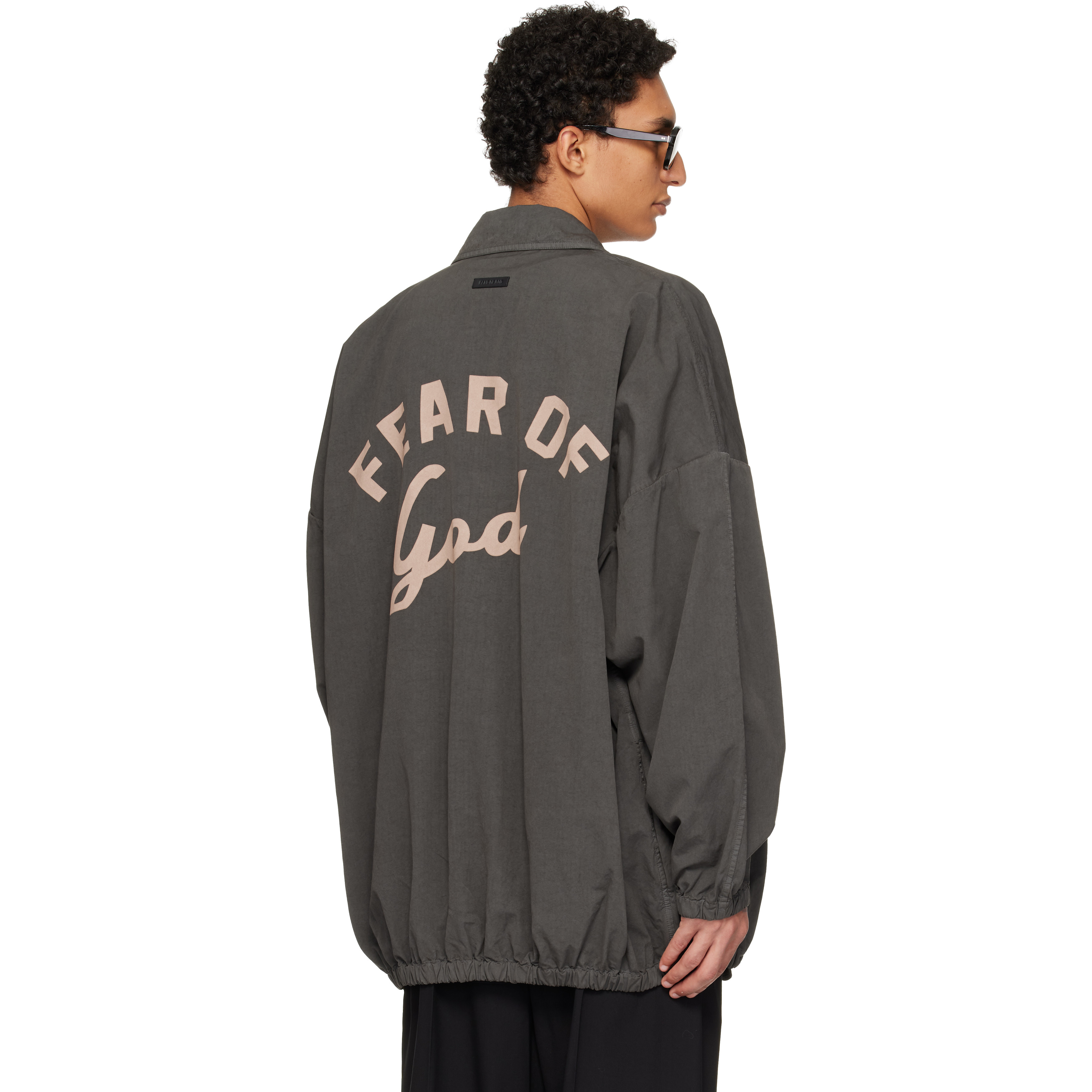 Gray Garment Dyed Cotton Windbreaker Jacket