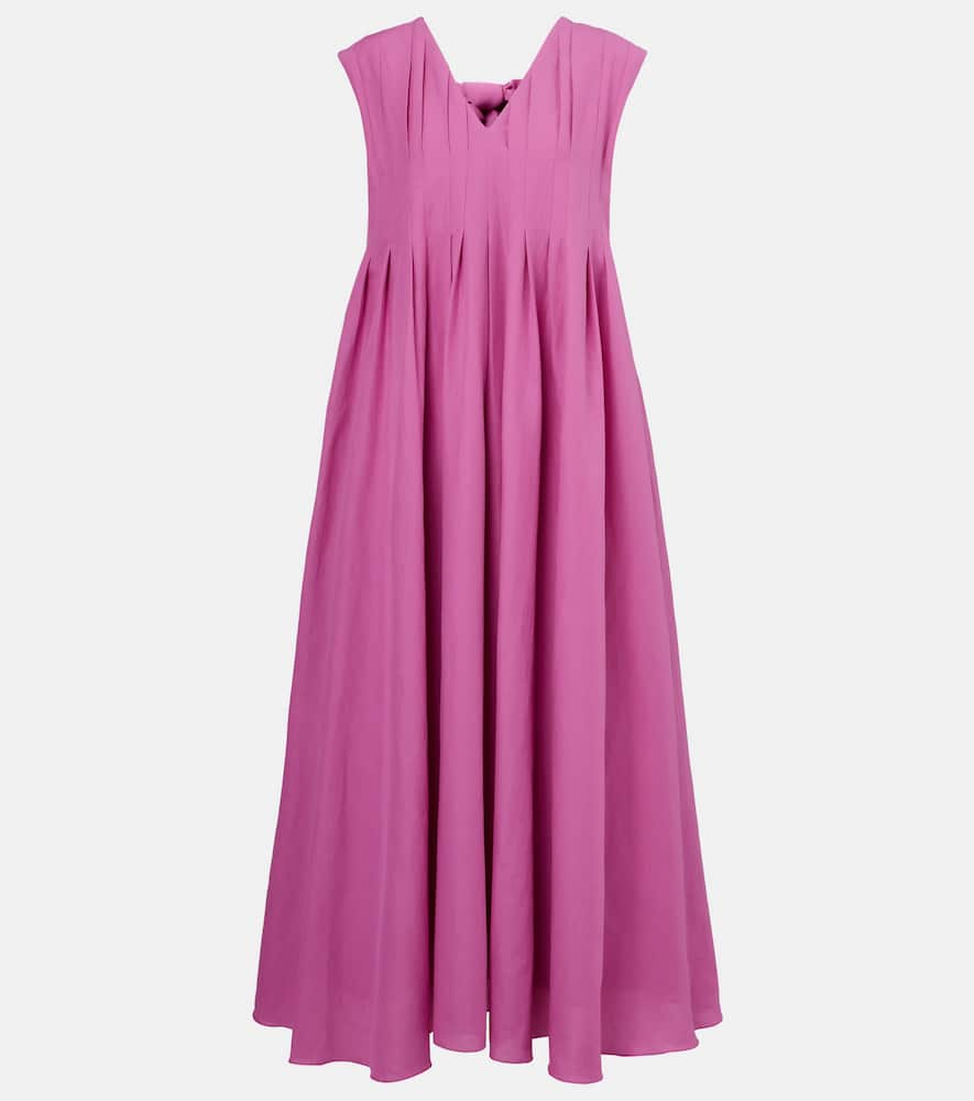 Piega ramie and cotton pleated maxi dress