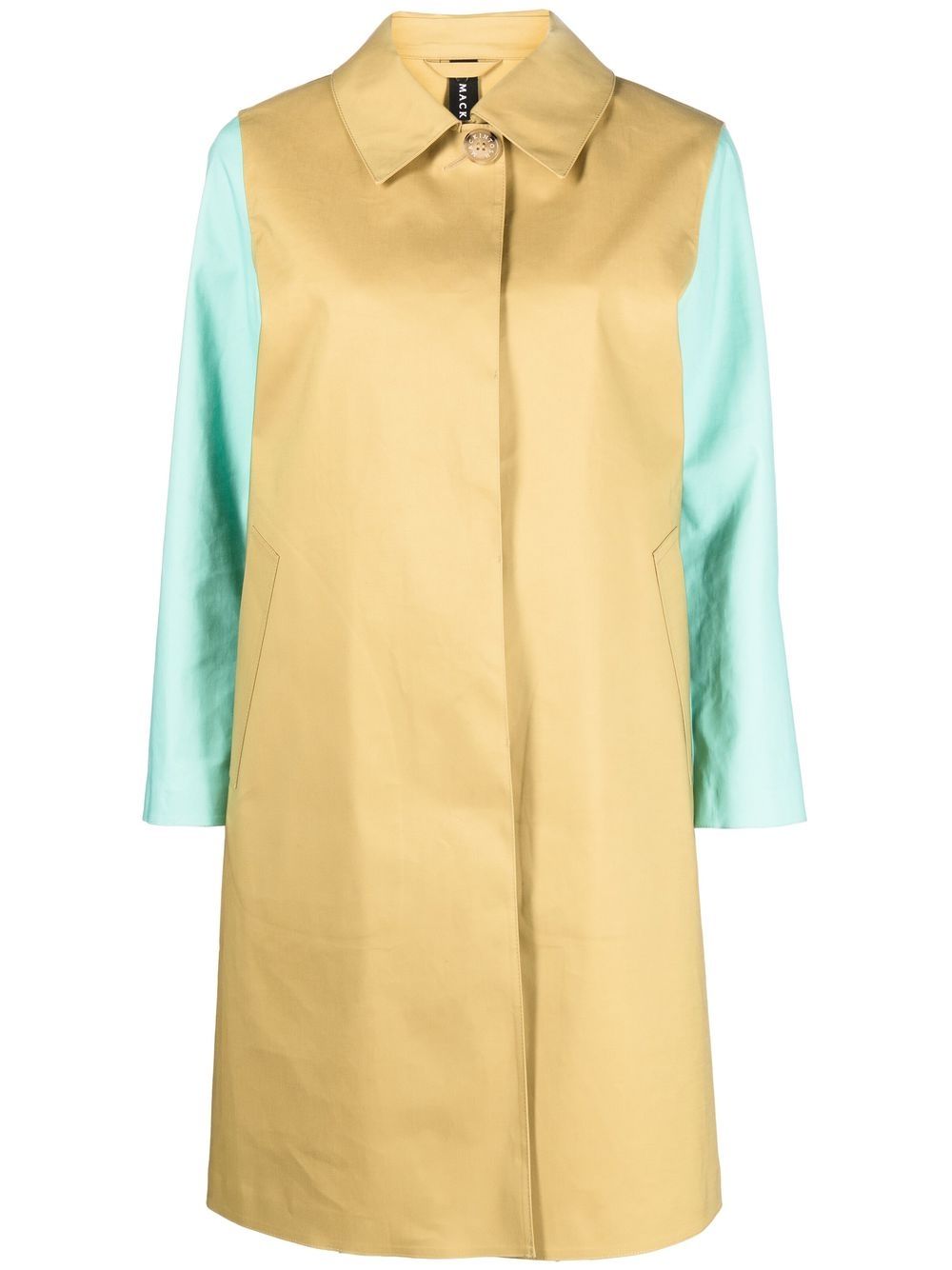 Colour-block cotton coat - Yellow