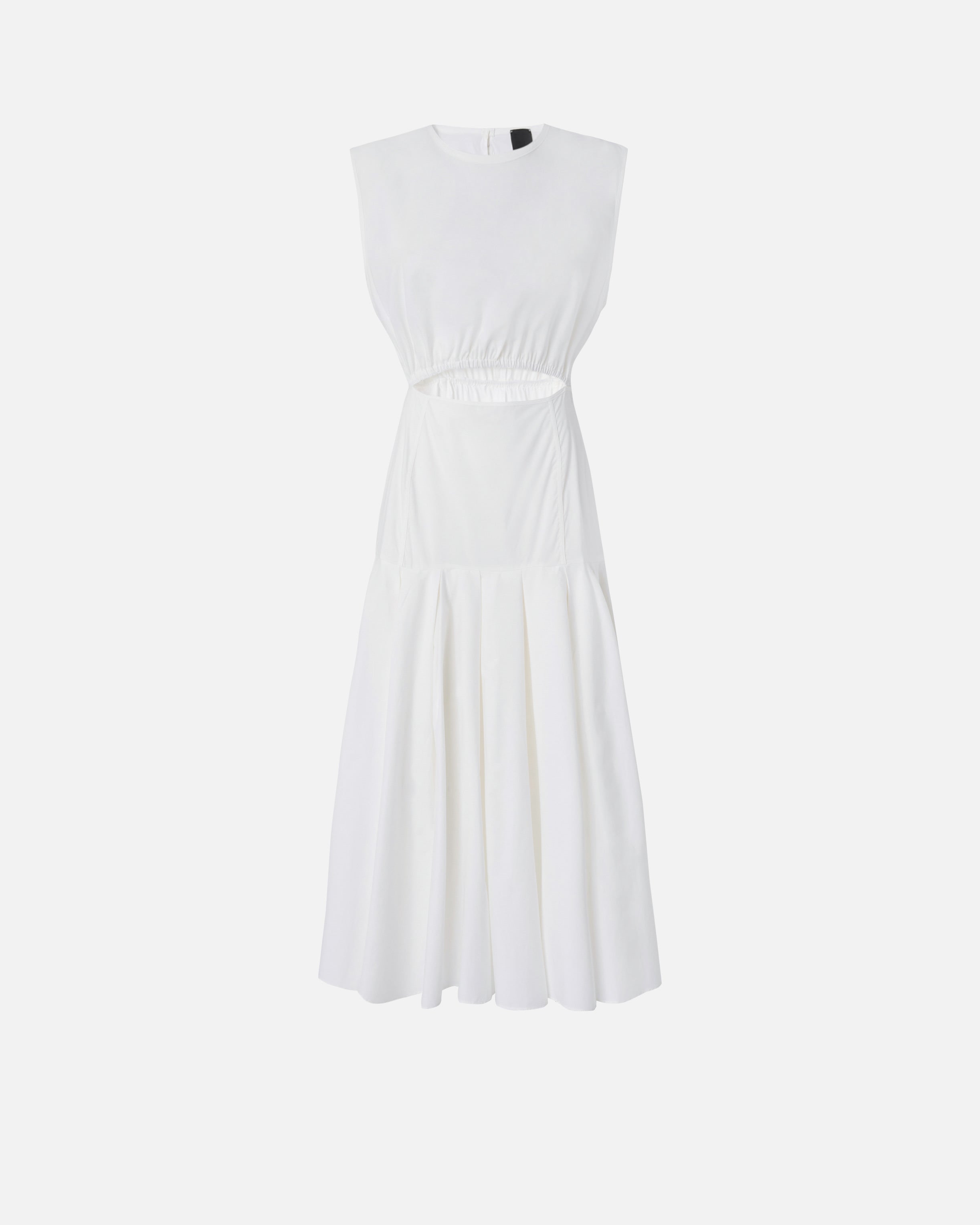 Sleeveless midi dress with pleats and cut-out - 36