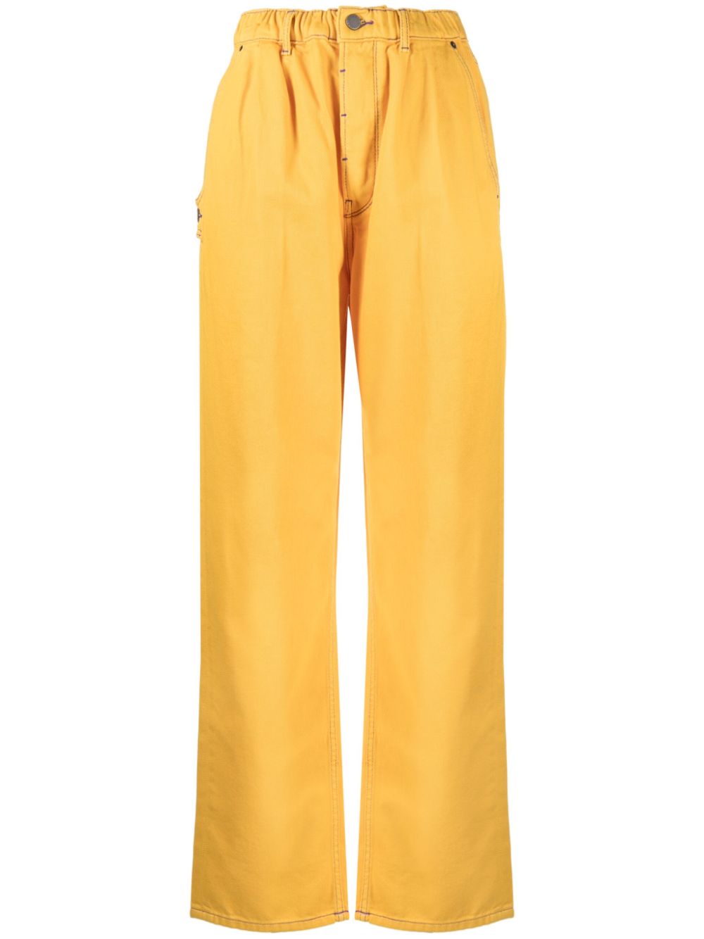 Contrast-stitching straight-leg jeans - Yellow