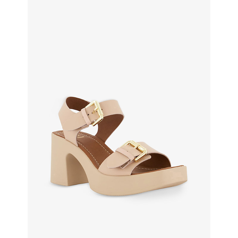 Womens Blush-leather Jenies Two-buckle Leather Platform Sandals