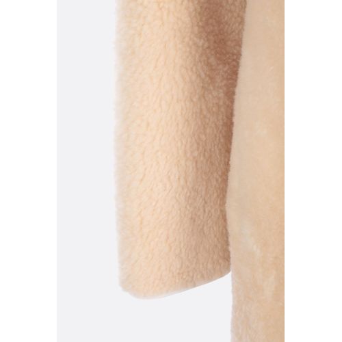 Single-breasted shearling coat - Neutrals