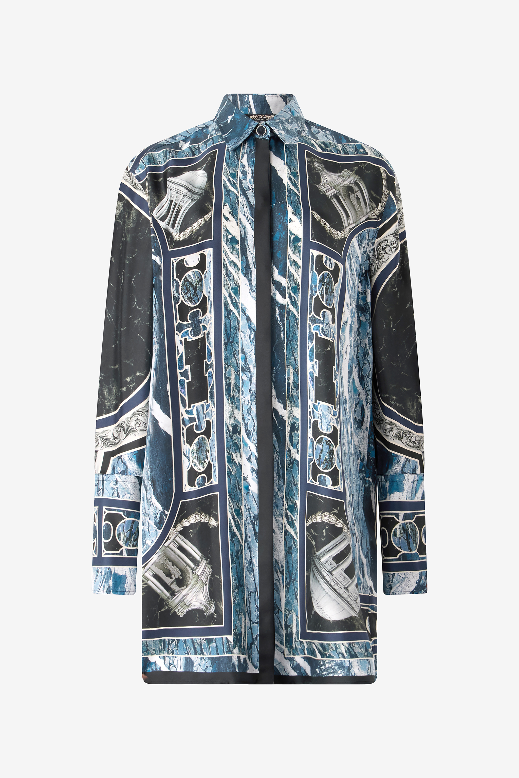 Short Silk Dress With Marble Print