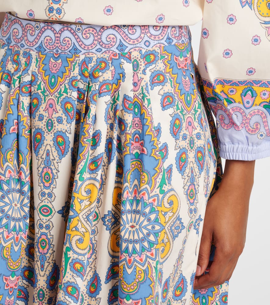 Paisley cotton midi skirt