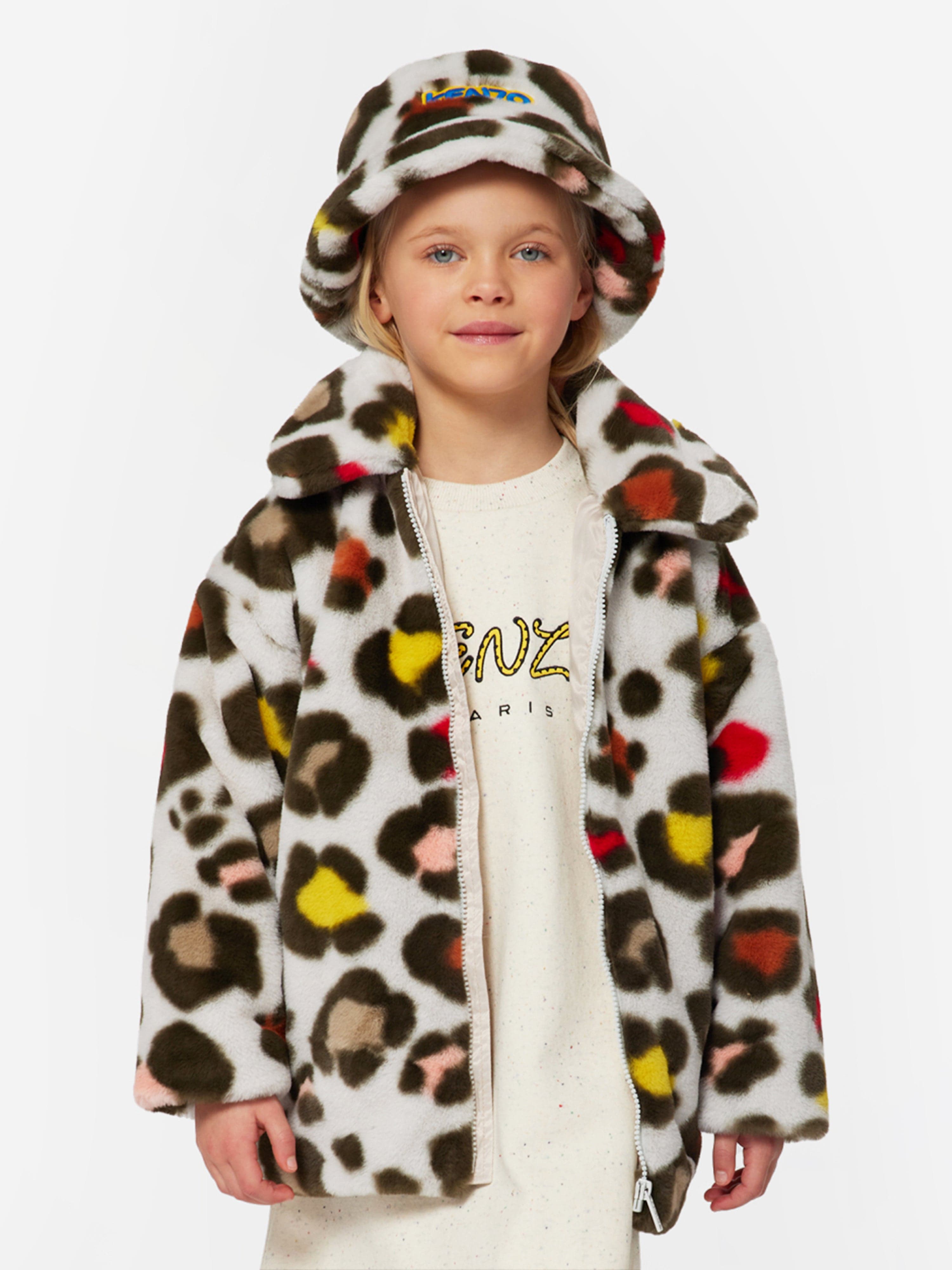 Girls Faux Fur Coat in Multicolour